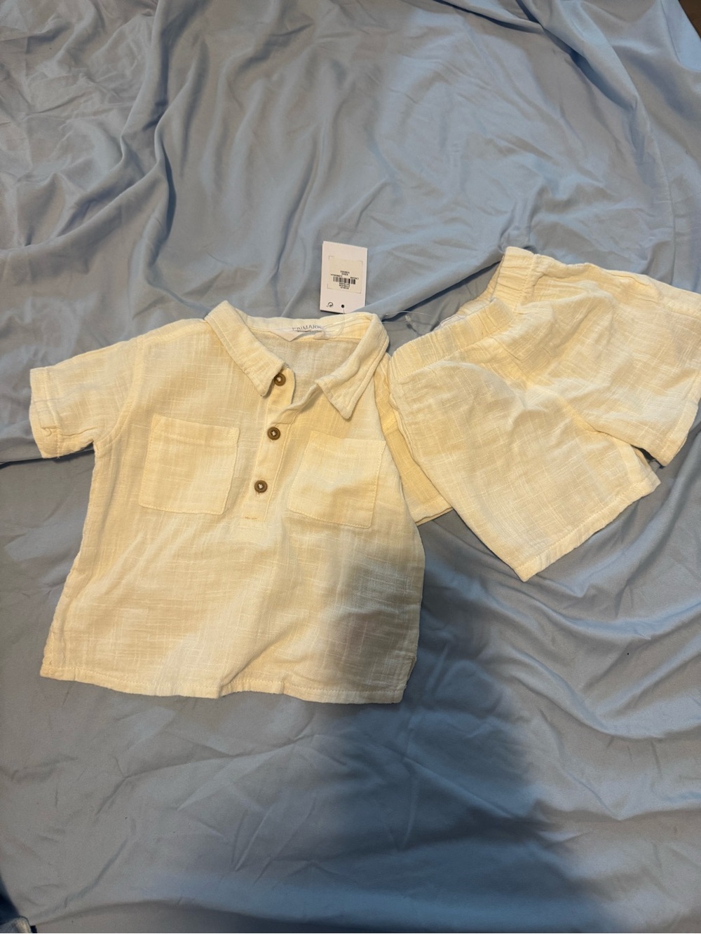 Cream Short-Sleeve Polo Top for Kids